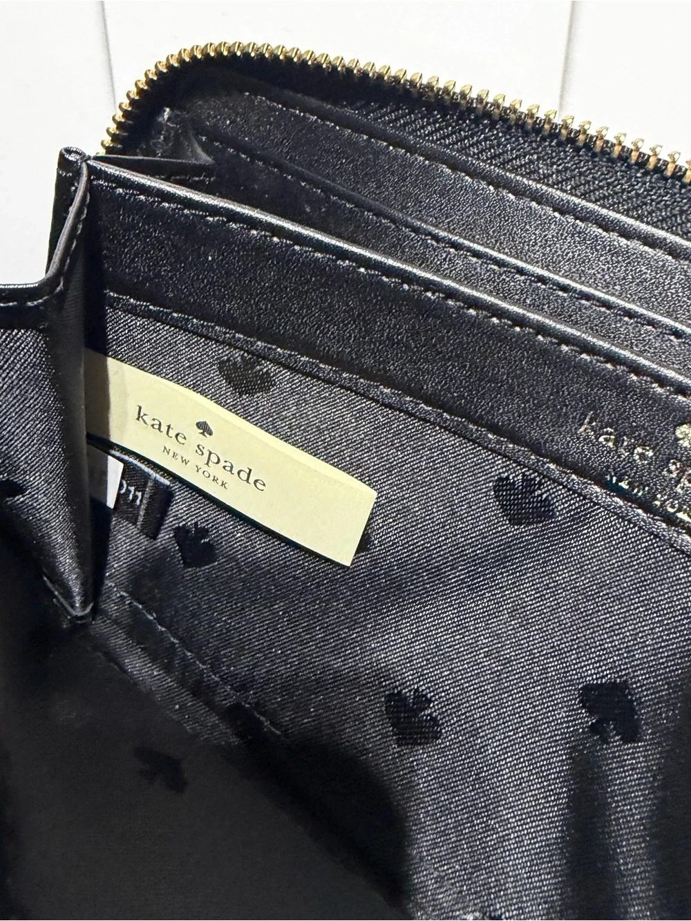 Kate Spade black leather studded long wallet